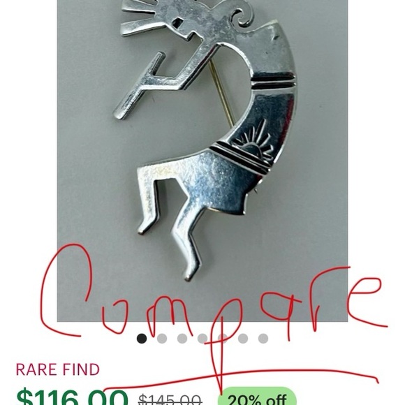 Navajo/Native American Sterling Silver Kokopelli Brooch/Pin 1.5” Vintage - Picture 8 of 8